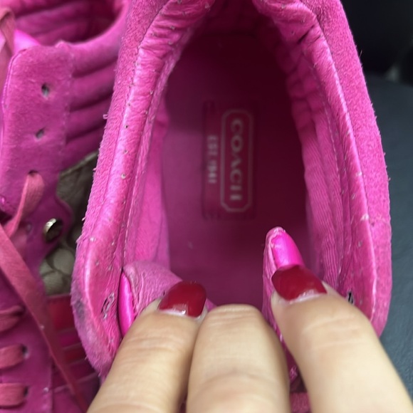 Coach Wedge Sneaker Bootie Women's 7M Pink Suede Signature Logo Y2K Sporty. - Picture 7 of 7